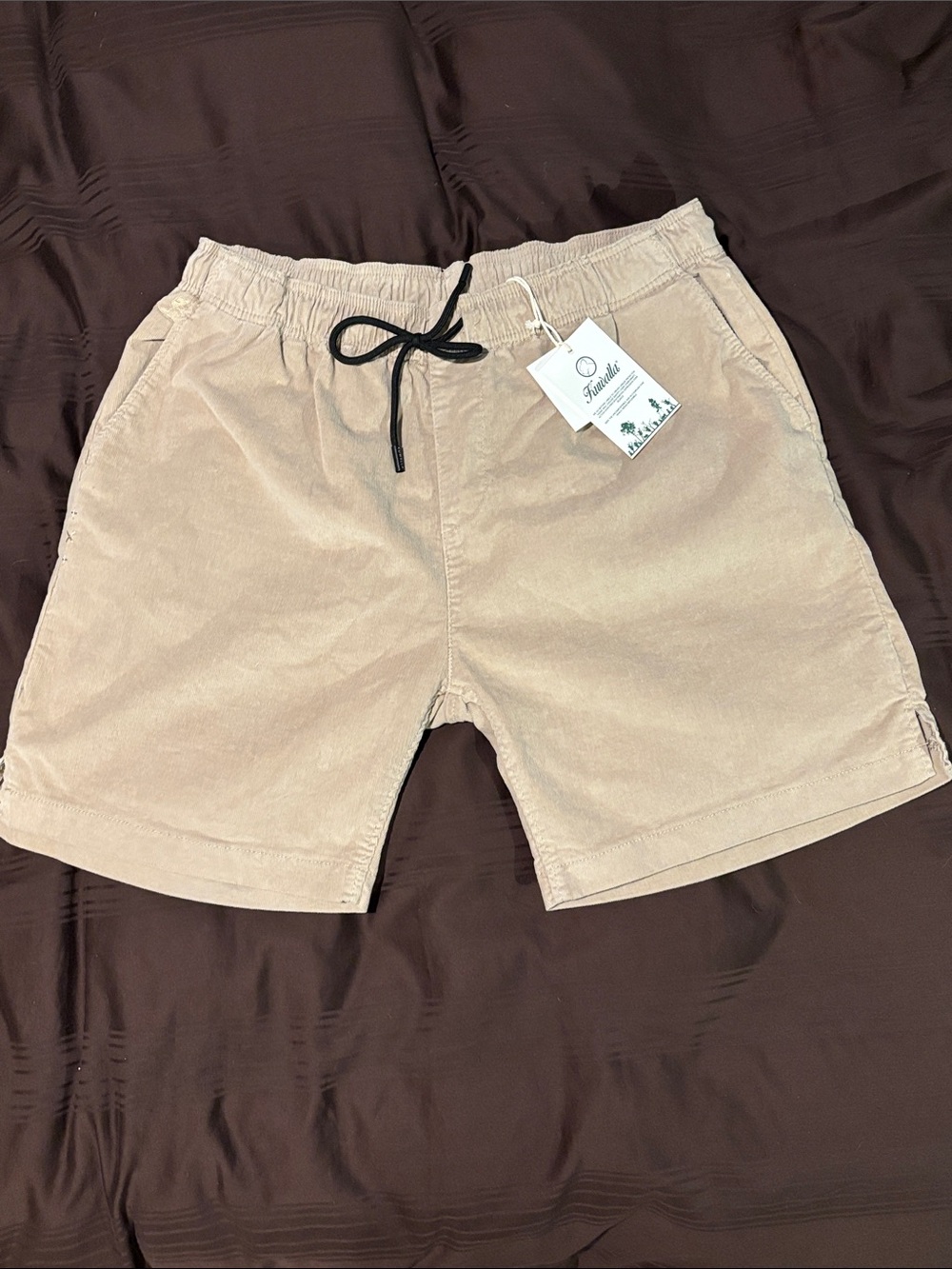 Men's Corduroy Drawstring Shorts in Light Beige